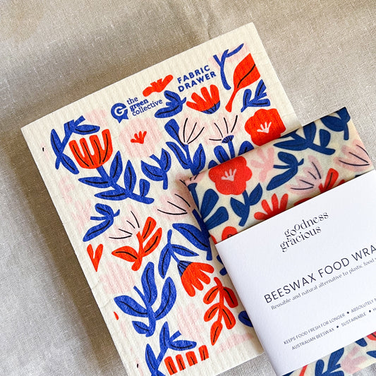 Weaving Flowers Beeswax Food Wrap + Dishcloth Bundle